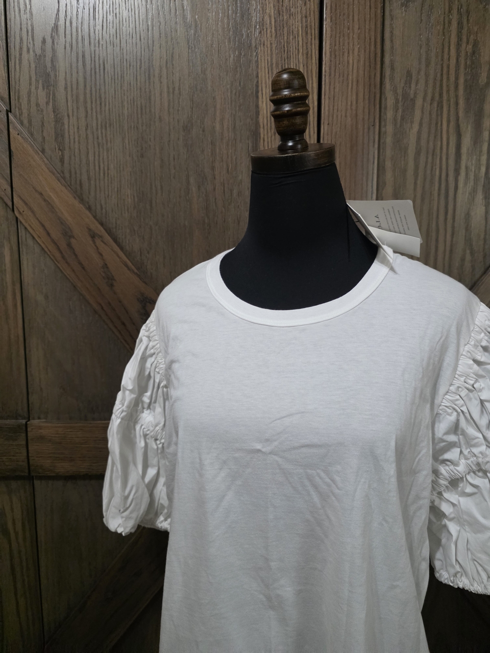 NWT A.L.C. White Puff Sleeve Cotton Tee - Picture 2 of 4